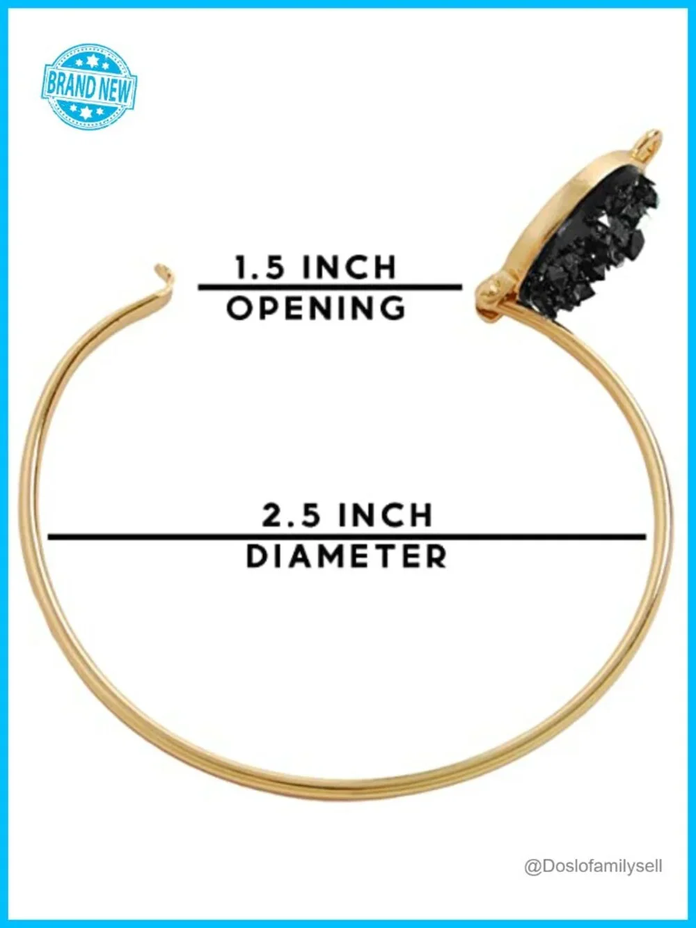 Simulated Druzy Cuff Bracelet - Boho Stackable Bangle, Gold Plated, Hinge &